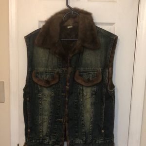 Beautiful mink lined denim vest